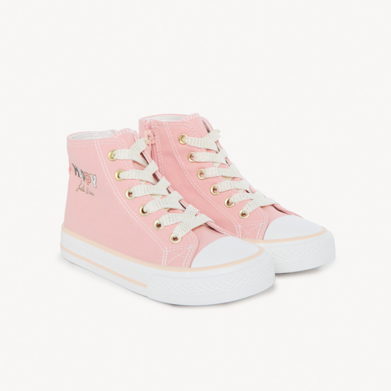 Chaussures en toile montante à zip et lacets fantaisie fille