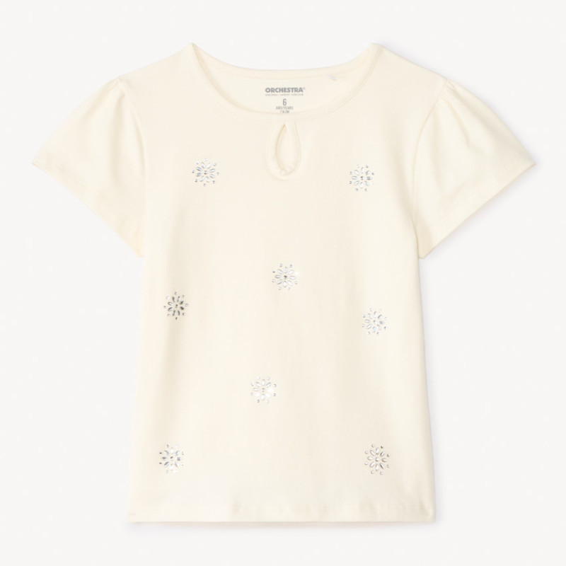T-shirt manches courtes à strass fille