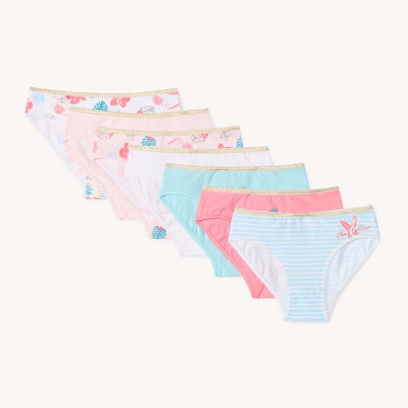 Lot de 7 culottes en jersey imprimé fantaisie fille