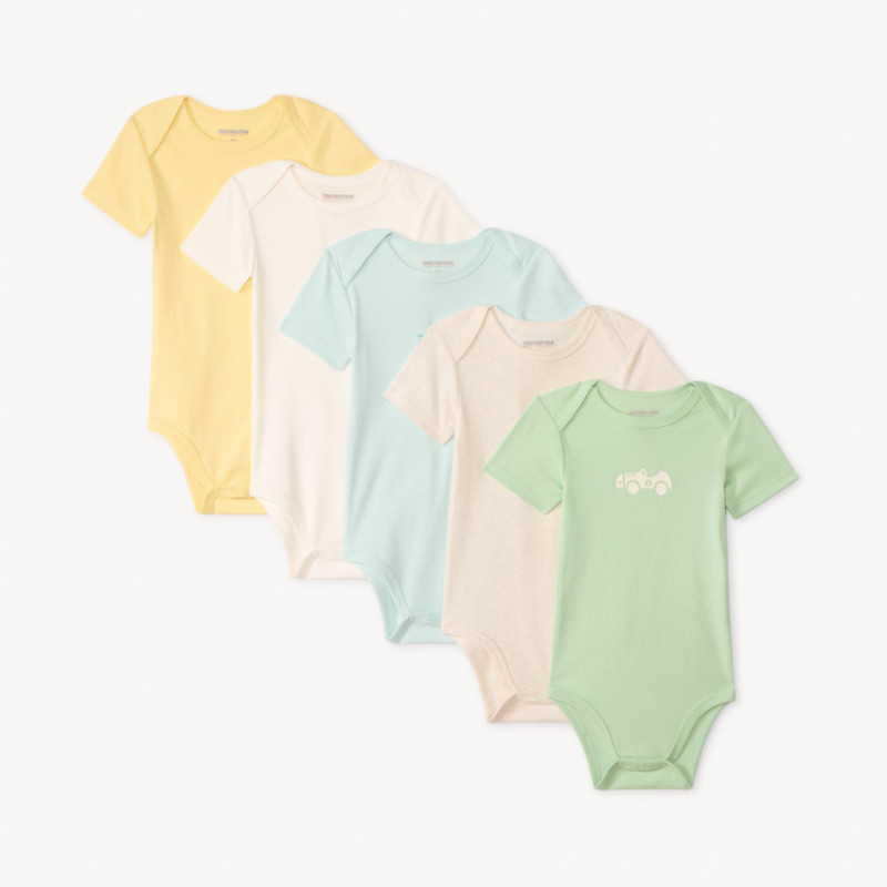 Lot de 5 bodies manches courtes printés pour bébé garçon