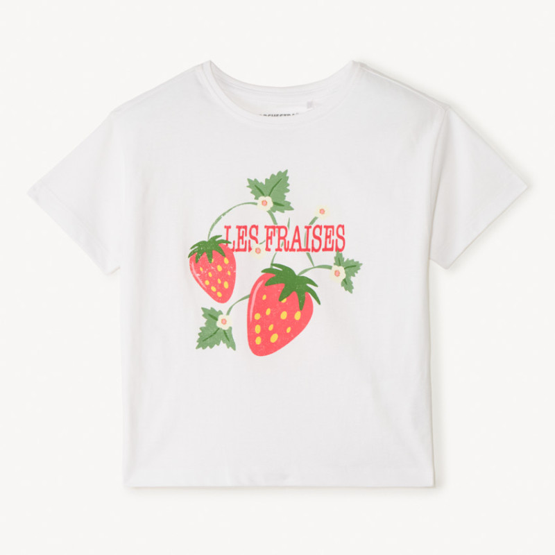 T-shirt manches courtes print fraises fille