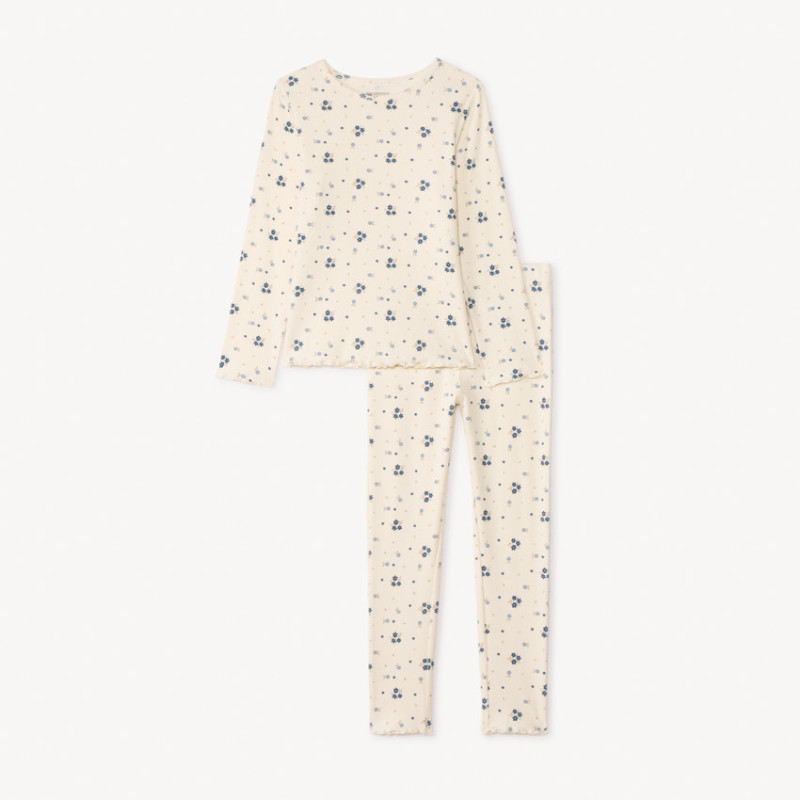 Set pyjama long côtelé imprimé fleurs fille