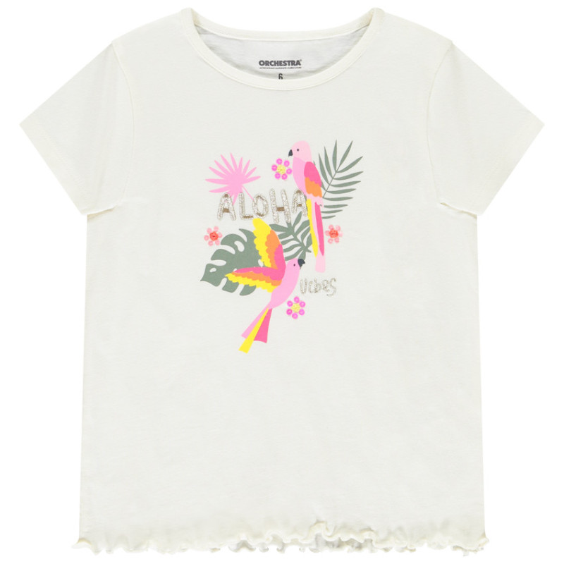 T-shirt manches courtes fantaisie tropical fille