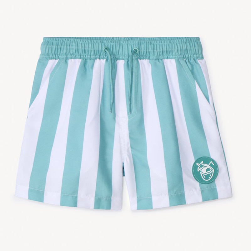 Short de bain rayé avec badge gomme pour garçon