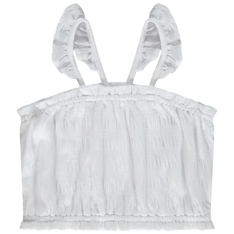 Crop top smocké à bretelles volantées fille