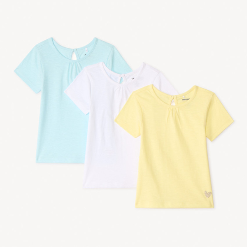 Lot de 3 t-shirts manches courtes unis pour bébé fille