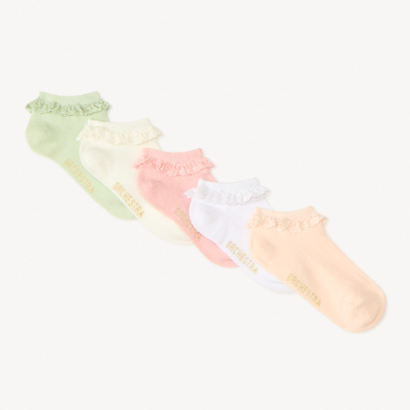 Lot de 5 paires de chaussettes courtes volantées fille