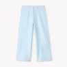 Pantalon large à pinces et fleur brodée fille