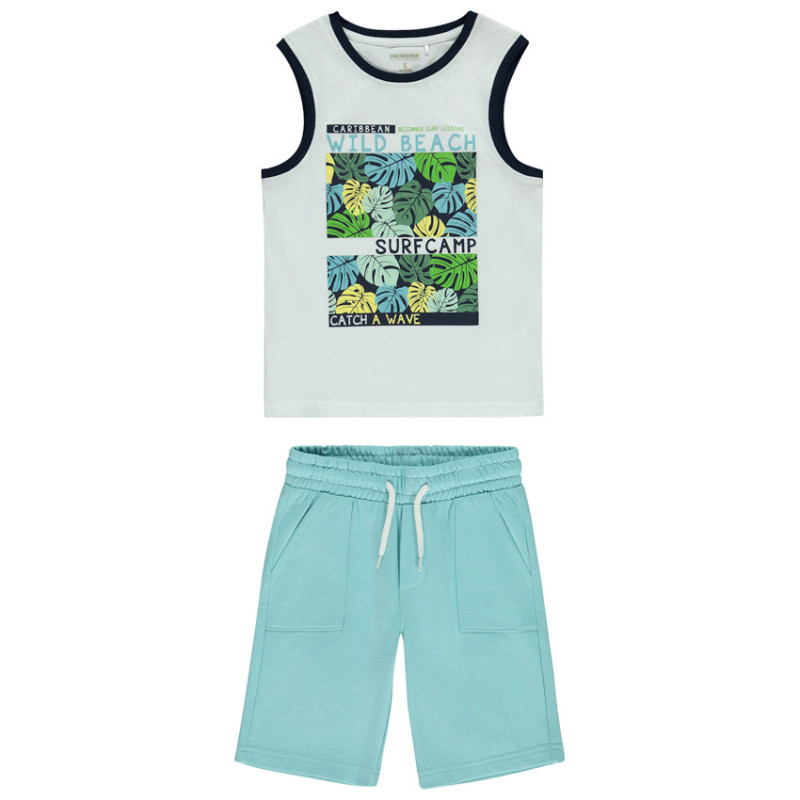 Ensemble débardeur fantaisie + short uni en molleton garçon
