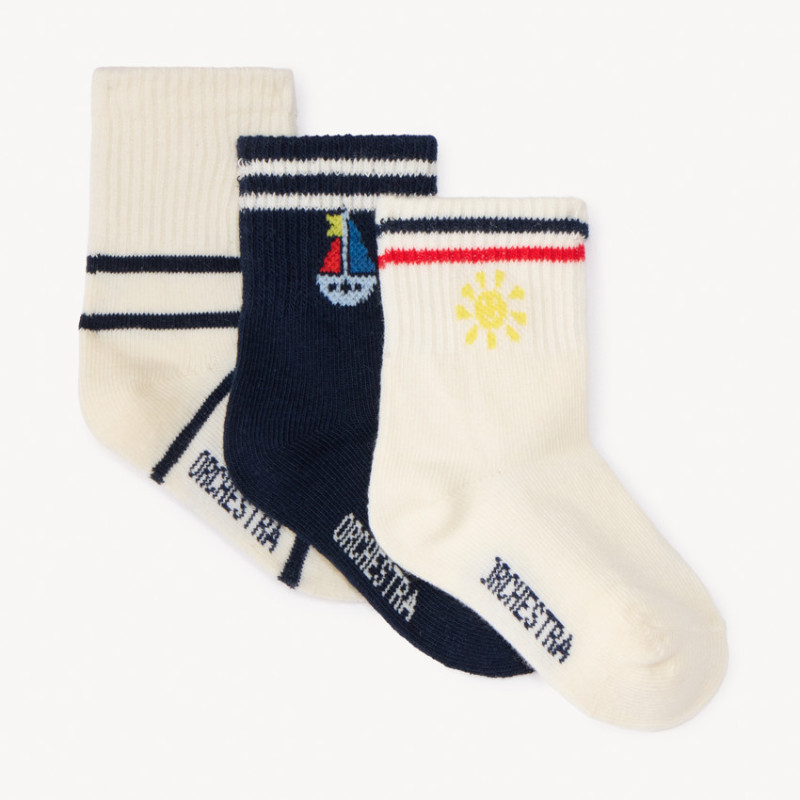 Lot de 3 paires de chaussettes motifs mer pour bébé garçon