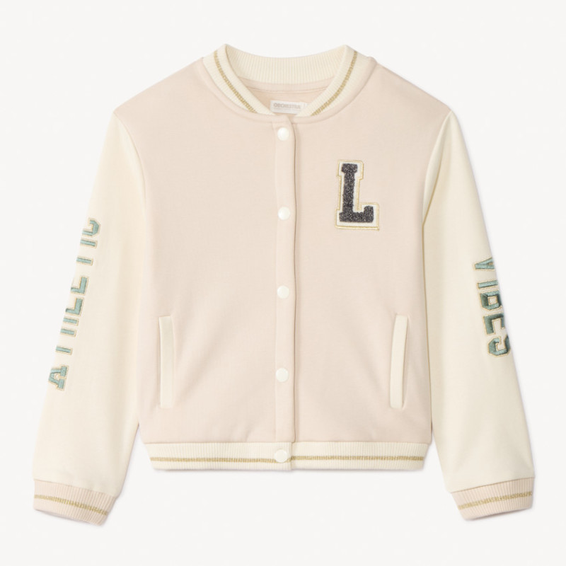 Gilet manches longues style teddy brodé fille