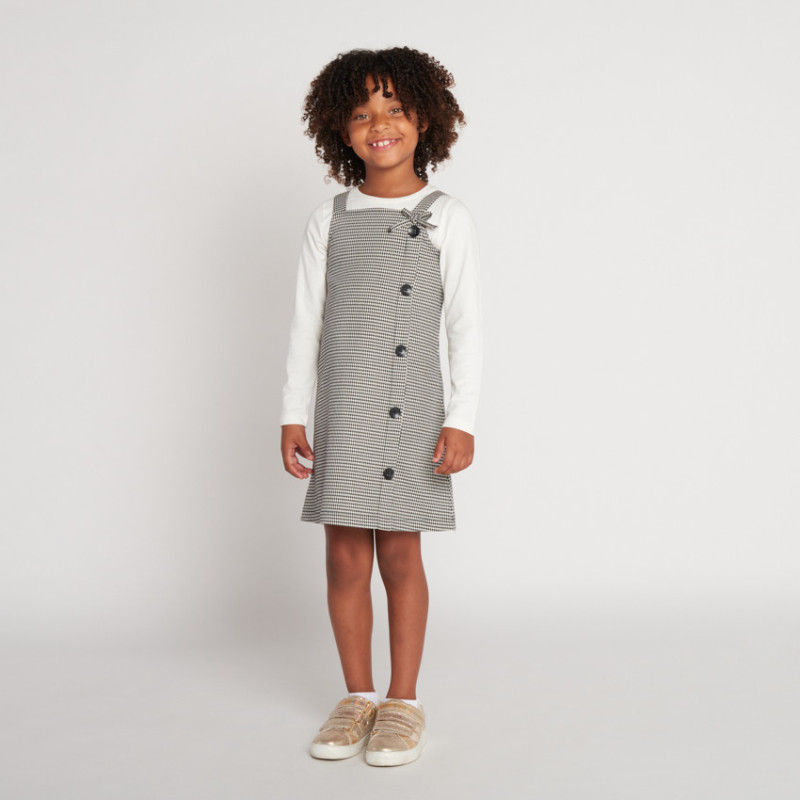 Robe sans manches imprimée pied de poule fille