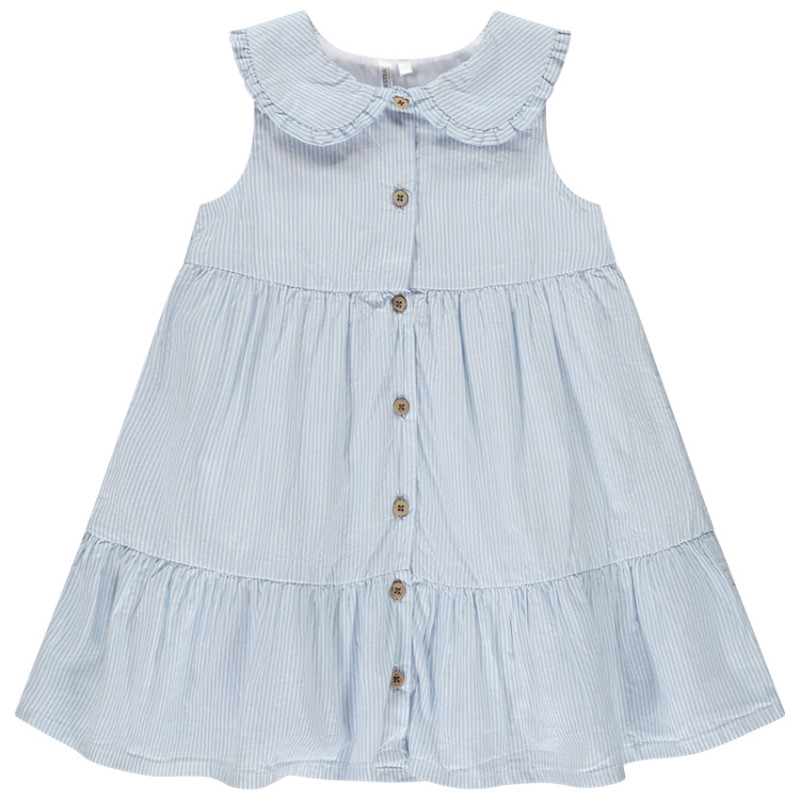 Robe sans manches à rayures et col claudine pour bébé fille