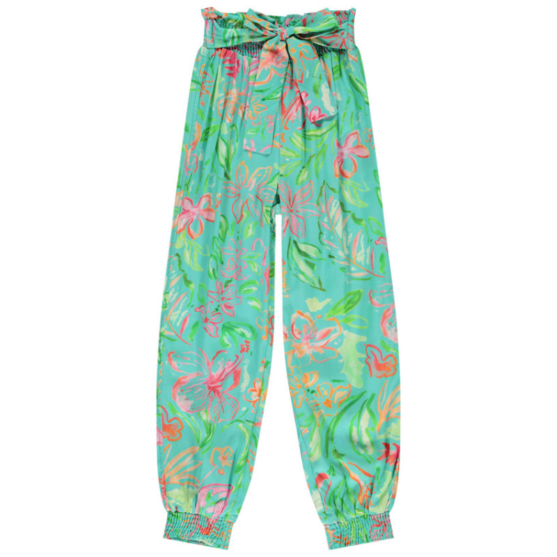 Pantalon fluide imprimé tropical fille