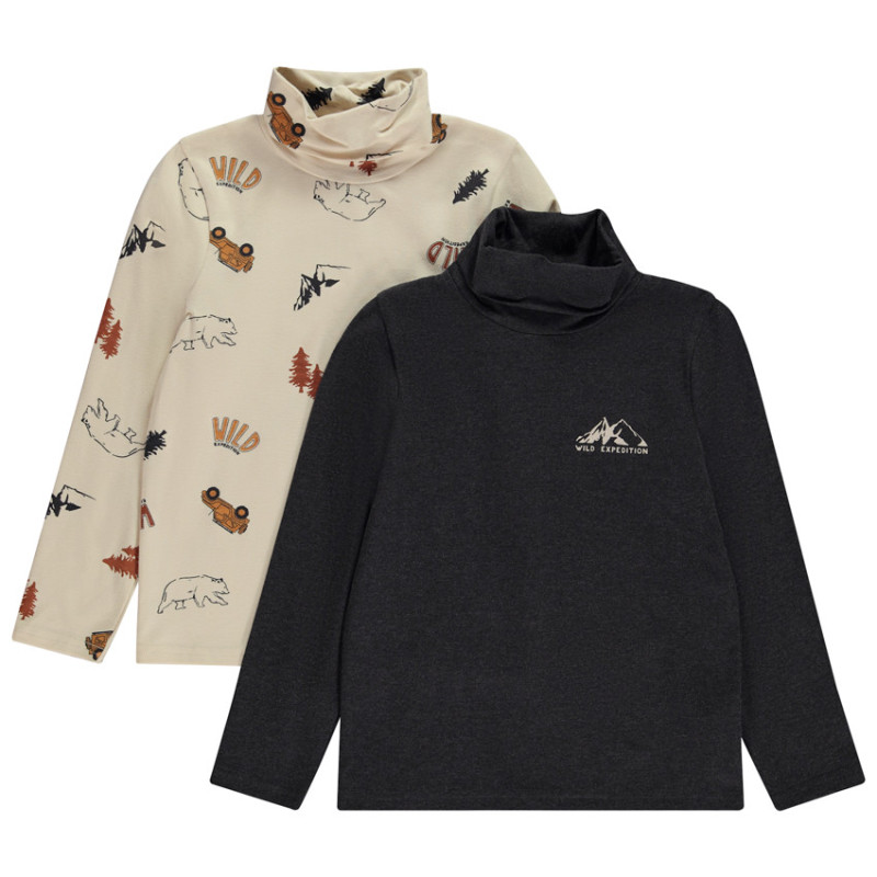 Lot de 2 sous-pulls fantaisie à col roulé garçon
