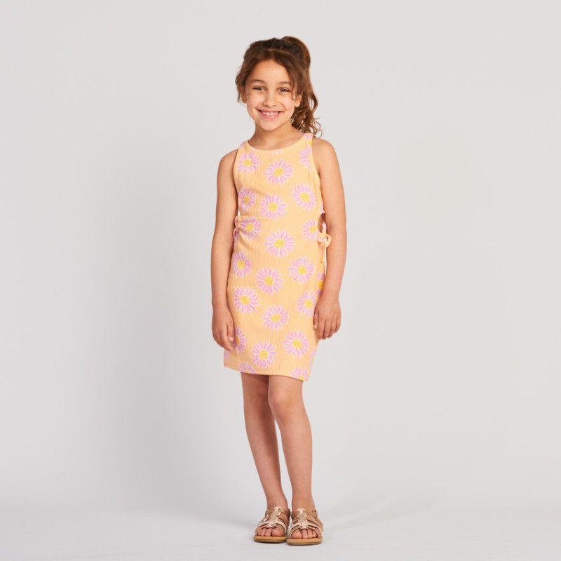 Robe sans manches ajourée imprimé fleurs fille