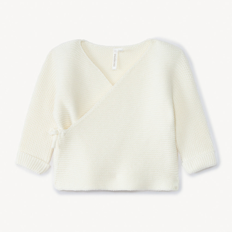 Brassière en tricot point mousse uni pour bébé fille