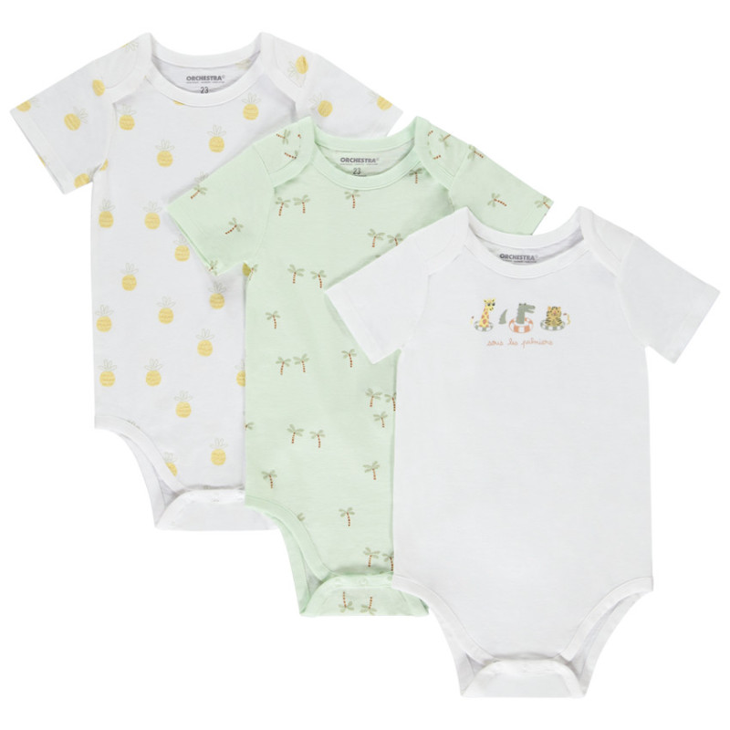 Lot de 3 bodies manches courtes fantaisies pour bébé avec ou
