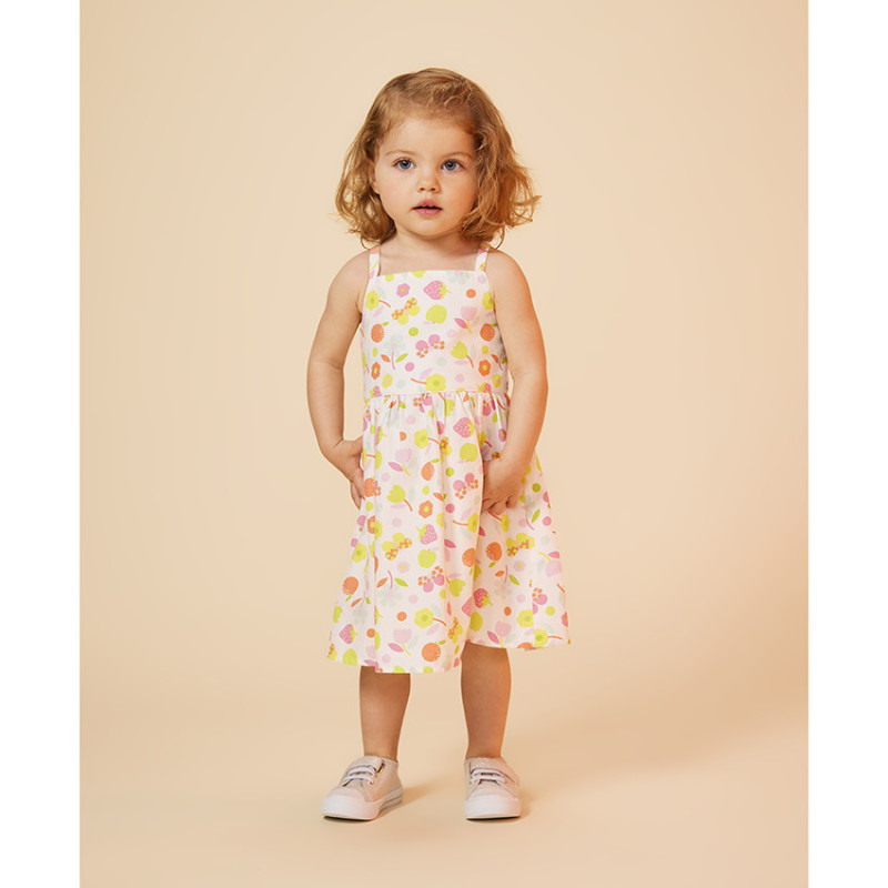 Robe à bretelles imprimé fantaisie pour bébé fille