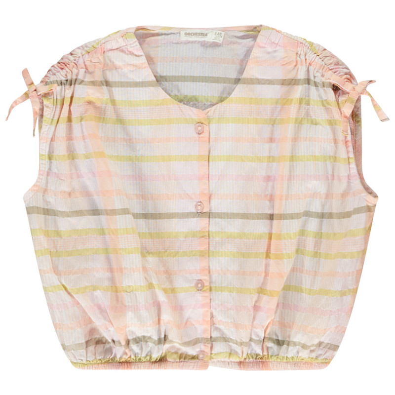 Chemise sans manches à carreaux avec liens fille