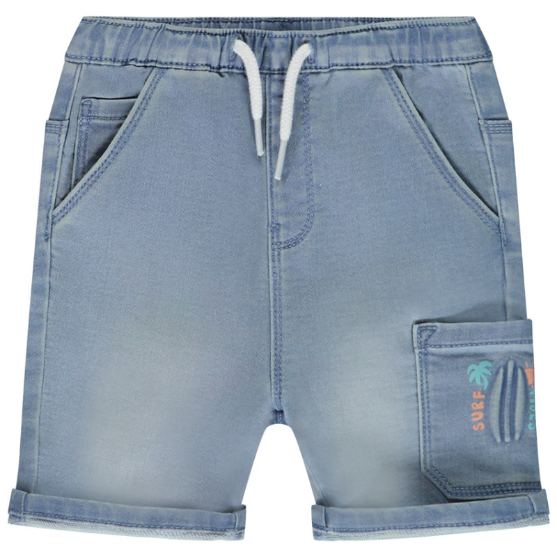 Bermuda effet denim avec poches et print embossé pour bébé g