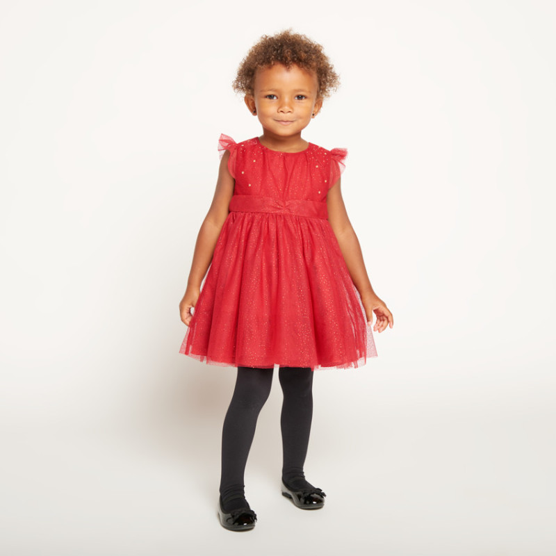 Robe de fête manches courtes en tulle pailleté pour bébé fil