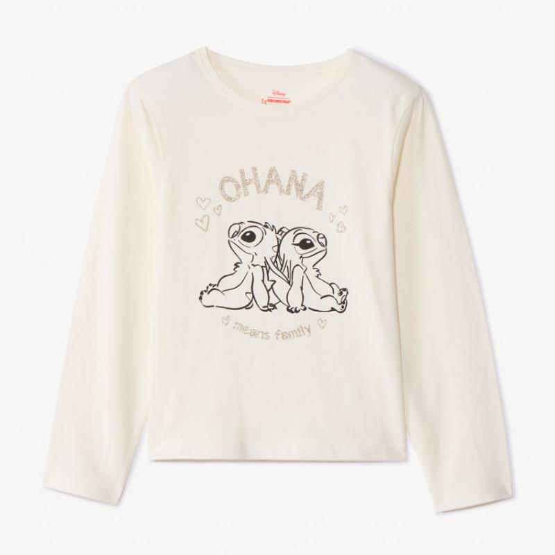 T-shirt manches longues pailleté Stitch & Angel Disney fille