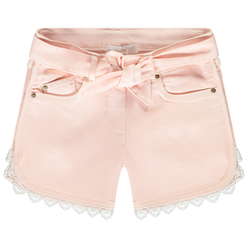 Short en jean avec détails brodés et ceinture à nouer fille