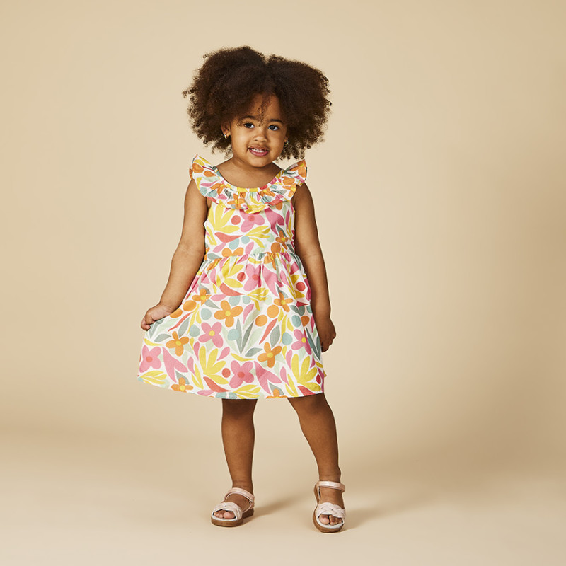 Robe en voile façonné imprimé fleuri pour bébé fille