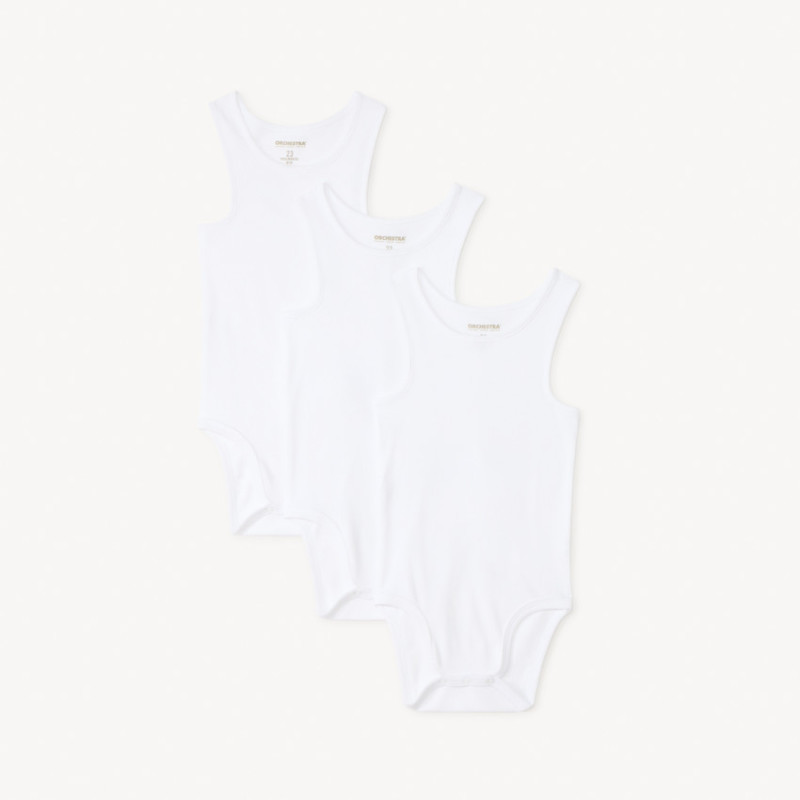 Lot de 3 bodies uni en maille côte pour bébé garçon
