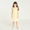 Robe uni en tulle et satin avec petites fleurs 3D fille