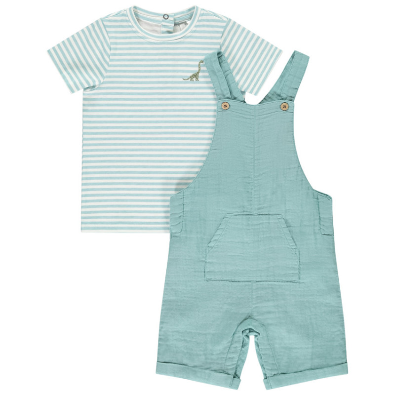 Ensemble 2 pièces avec salopette et t-shirt rayé pour bébé g