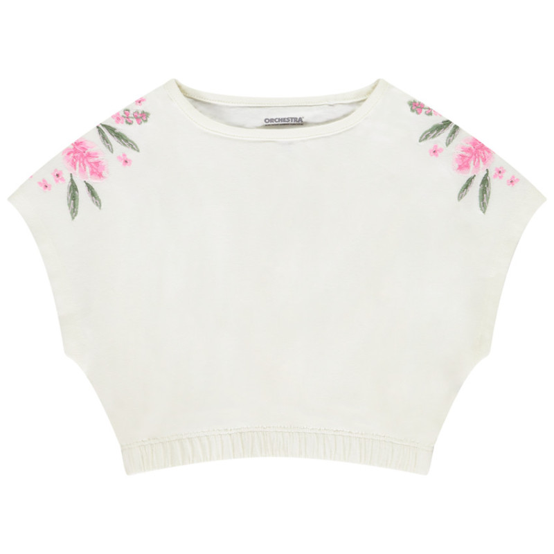 Crop top oversize élastiqué à manches courtes fille