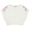 Crop top oversize élastiqué à manches courtes fille