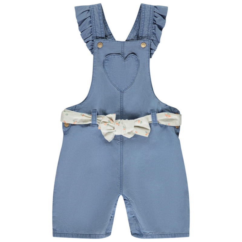 Salopette courte avec volants + ceinture fantaisie pour bébé