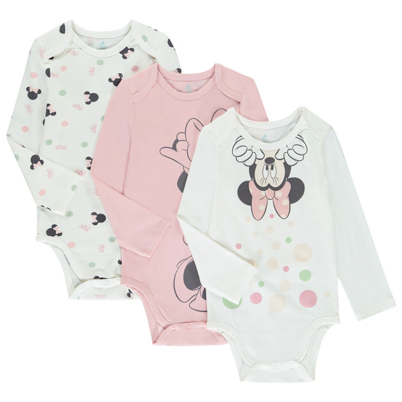 Lot de 3 bodies manches longues Minnie Disney pour bébé fill