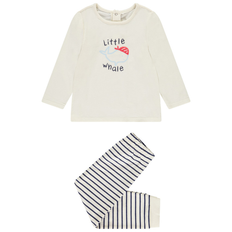 Set pyjama 2 pièces avec baleine et rayures pour bébé avec f
