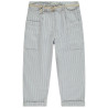 Pantalon rayé à poches + ceinture tressée fille