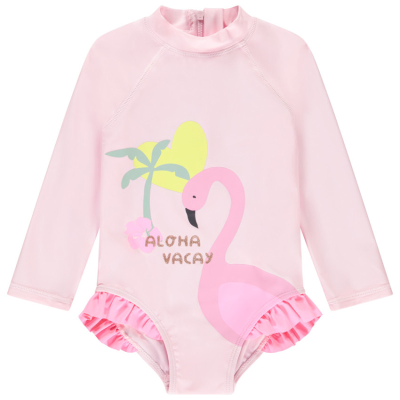 Maillot de bain 1 pièce anti-UV motif flamant rose pour bébé