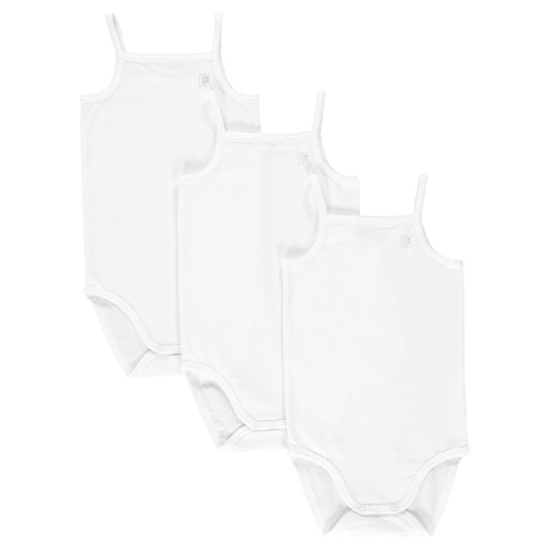 Lot de 3 bodies unis à bretelles pour bébé fille