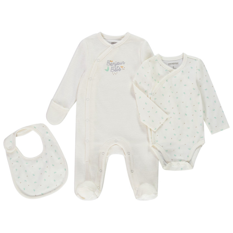 Set naissance 3 pièces "Bonjour Bébé" pour bébé