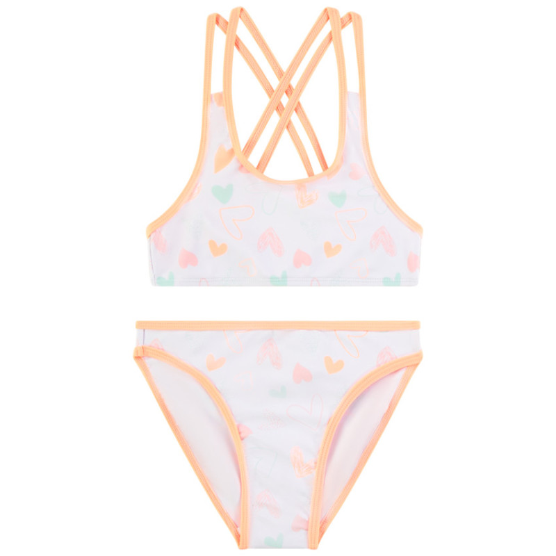 Maillot de bain 2 pièces en jersey imprimé coeurs fille