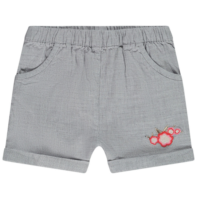 Short à mini carreaux et broderie fleurs pour bébé fille