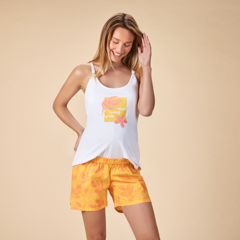 Débardeur pyjama de grossesse et d'allaitement avec print fa