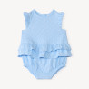 Barboteuse en broderie manches volantées pour bébé fille