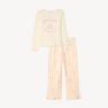 Set pyjama long côtelé motifs cerises/cœurs fille