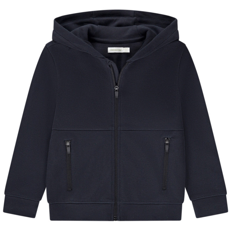 Gilet uni à capuche et poches zippées garçon