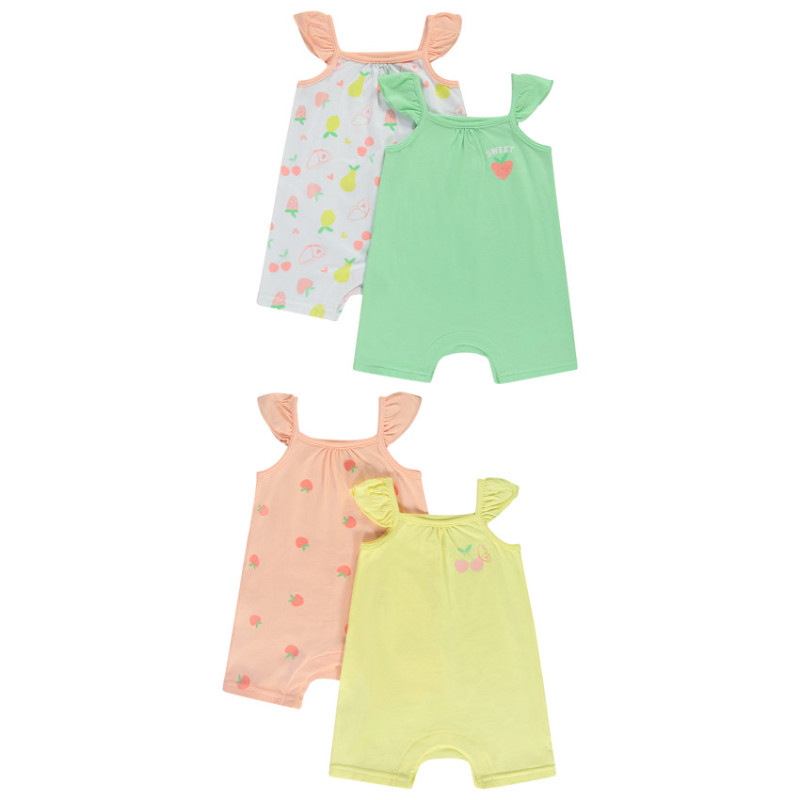 Lot de 4 combishorts fantaisie pour bébé fille