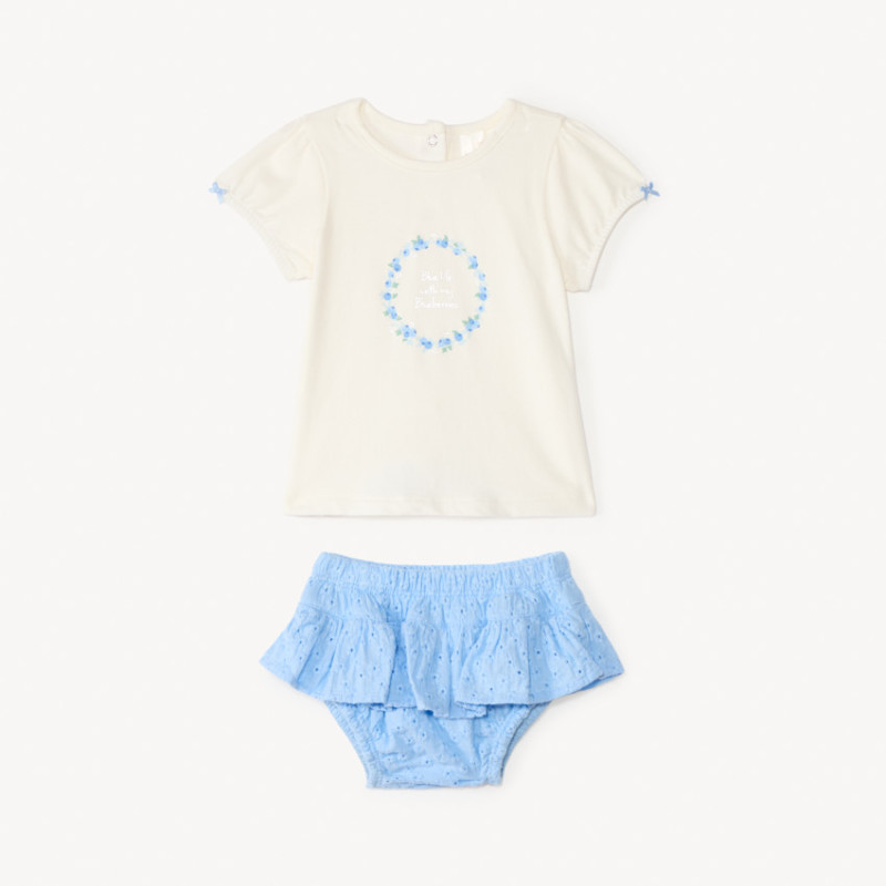 Ensemble 2 pièces avec bloomer en broderie anglaise pour béb