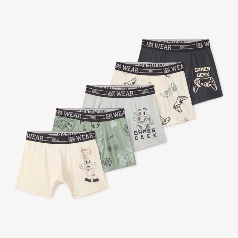 Lot de 5 boxers motifs jeux vidéo garçon